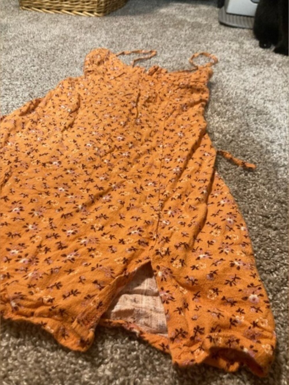 Aeropostale Rust Floral Spaghetti Strap Dress